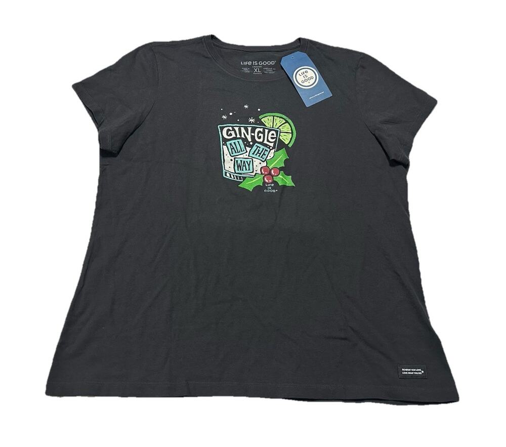 Life Is Good Crusher Tee Gin-Gle All The Way Christmas Shirt Sleeve XL